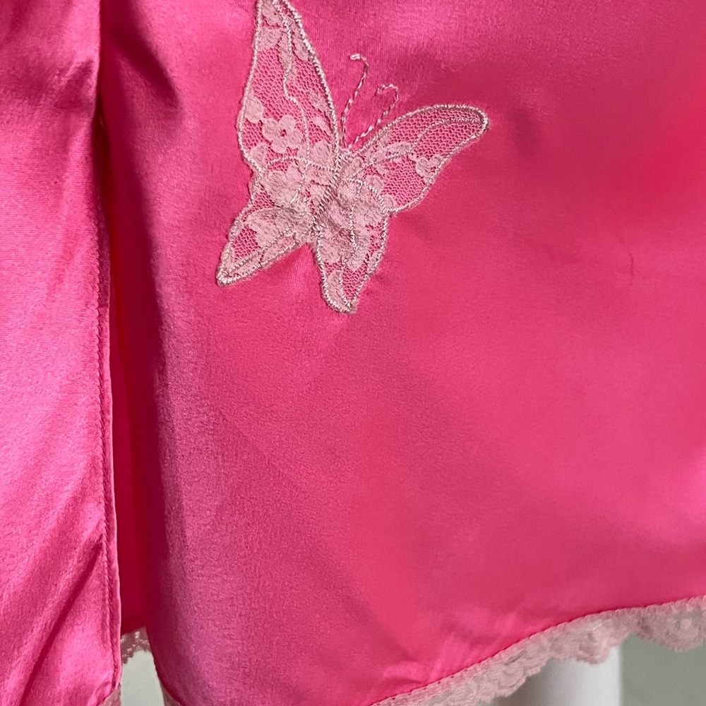Betsey Johnson Fuchsia Satin Chemise with Lace - Picture 10 of 16